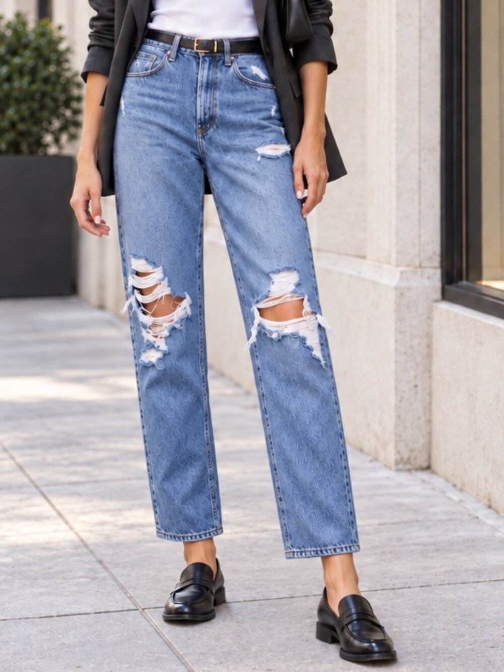 AGOLDE Straight Leg Jeans Size 27 High Rise Distressed Ripped Denim USA